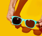 GIF flexing Ten Little Sunglasses - Teal. Available at www.tenlittle.com