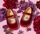 Top view of Ten Little Velvet Ballet Flats - Burgundy Red. Available at www.tenlittle.com