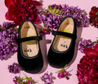 Top view of Ten Little Velvet Ballet Flats - Classic Black. Available at www.tenlittle.com