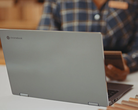 User working remotely on cloud-powered LineTen platform, illustrating flexible QSR technology deployment.