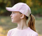Girl wearing Jan & Jul Baseball Cap - Pink Tie Dye. Available at www.tenlittle.com