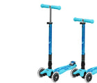 Side by side of Micro Kickboard Maxi Deluxe Foldable LED Scooter - Bright Blue. Available at www.tenlittle.com