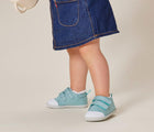 Girl wearing Ten Little First Walkers - Ocean Blue. Available at www.tenlittle.com