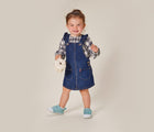 Girl wearing Ten Little First Walkers - Ocean Blue. Available at www.tenlittle.com