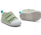 Front and bottom of shoe view of Ten Little First Walkers - Sage Green. Available at www.tenlittle.com