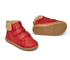 Side and outsole view of Ten Little Furry High Top - Lava Red. Available at www.tenlittle.com