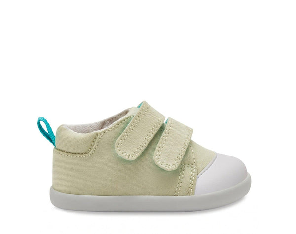 Side view of Ten Little First Walkers - Sage Green. Available at www.tenlittle.com