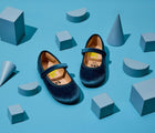 Top view of Ten Little Velvet Ballet Flats - Sapphire Blue. Available at www.tenlittle.com