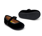 Top and outsole view of Ten Little Velvet Ballet Flats - Classic Black. Available from www.tenlittle.com