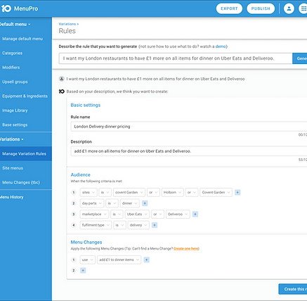 Easy to understand menu management dashboard