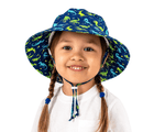 Girl wearing Jan & Jul AquaDry Bucket Hat - Dino. Available at www.tenlittle.com
