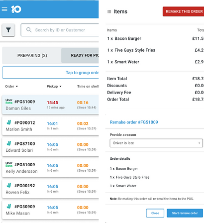 Visual representation of menu items displayed with pricing and availability controls.