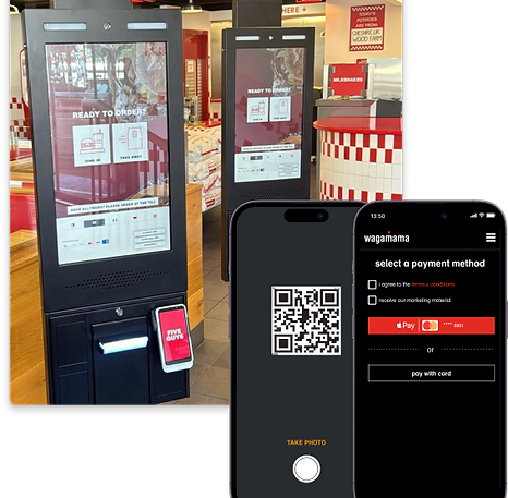 Showcase of LineTen’s in-store technologies including digital signage and QR code scanning for seamless customer engagement.