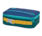 Side view of Ten Little Insulated Recycled Lunch Box - Navy & Green. Available at www.tenlittle.com