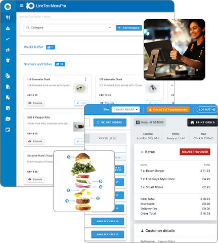 Dashboard view of LineTen’s QSR platform interface highlighting order and delivery data across locations.