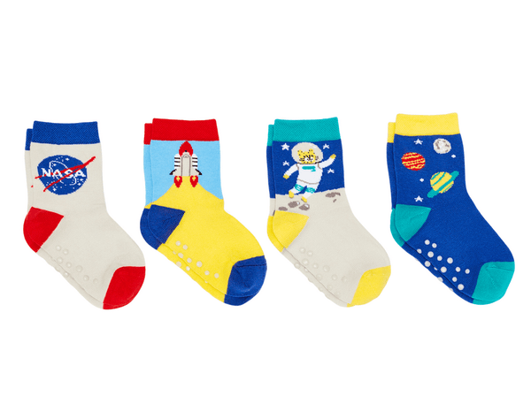 Ten Little Everyday Crew Socks 4 Pack- NASA - Available at www.tenlittle.com