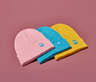 Ten Little Knit Beanies Mariegold Yellow, Blush Pink and Teal Blue - Available at www.tenlittle.com