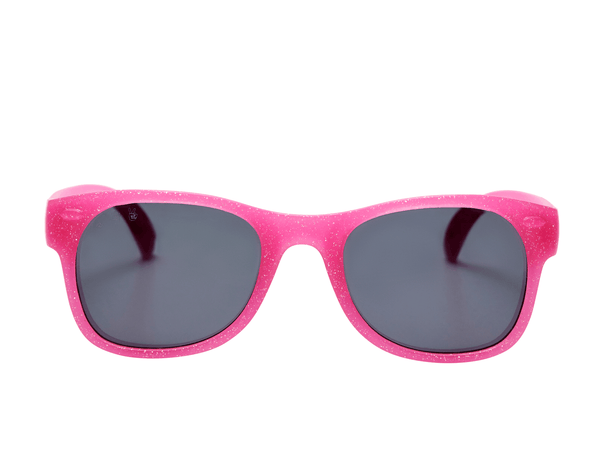 Front view of Ten Little Sunglasses - Glitter Pink. Available at www.tenlittle.com