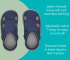 Top view and features of Ten Little Everyday Sandals 2 - Slate Blue. Available at www.tenlittle.com